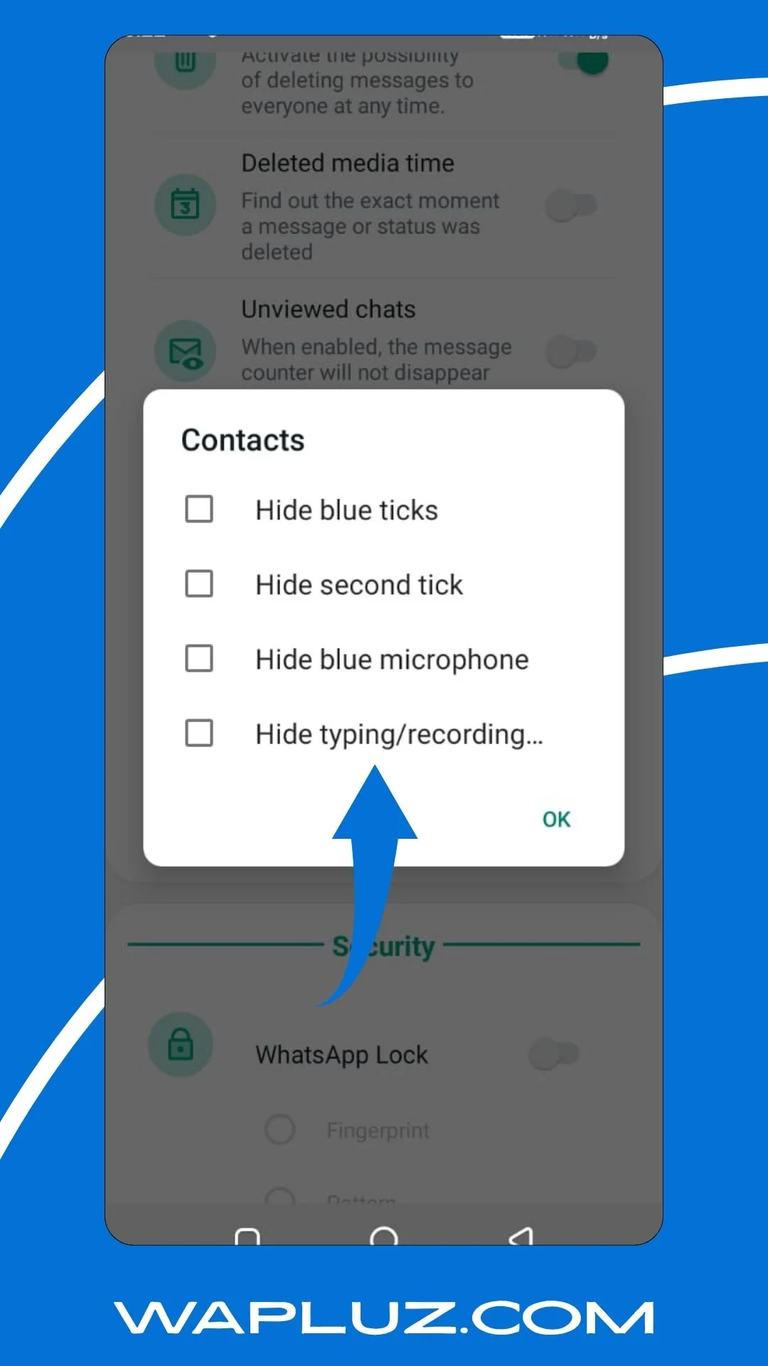 WhatsApp Plus Ocultar Escribiendo y Grabando Captura de pantalla