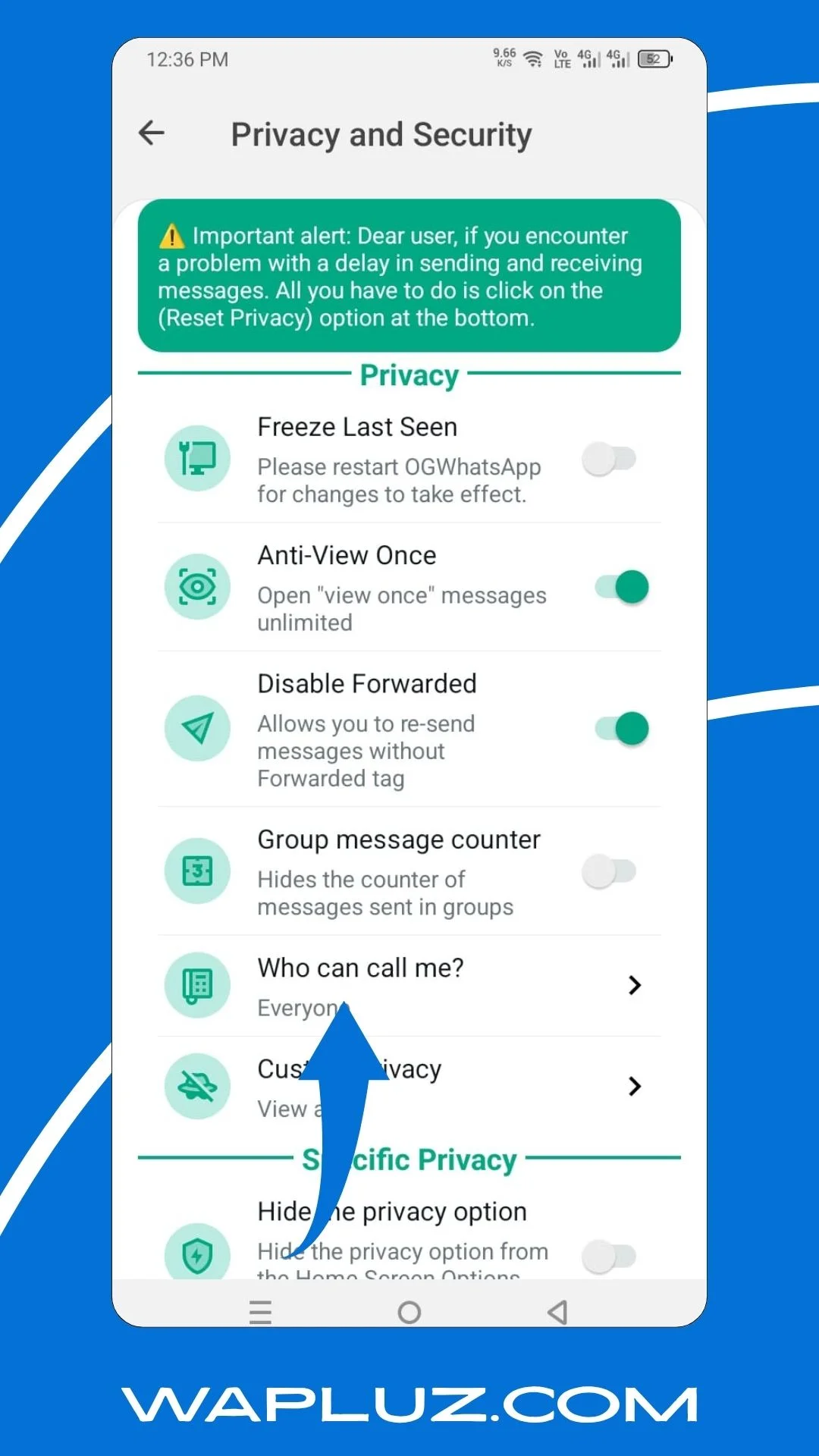 WhatsApp Plus Quién Puede Llamarme Captura de pantalla