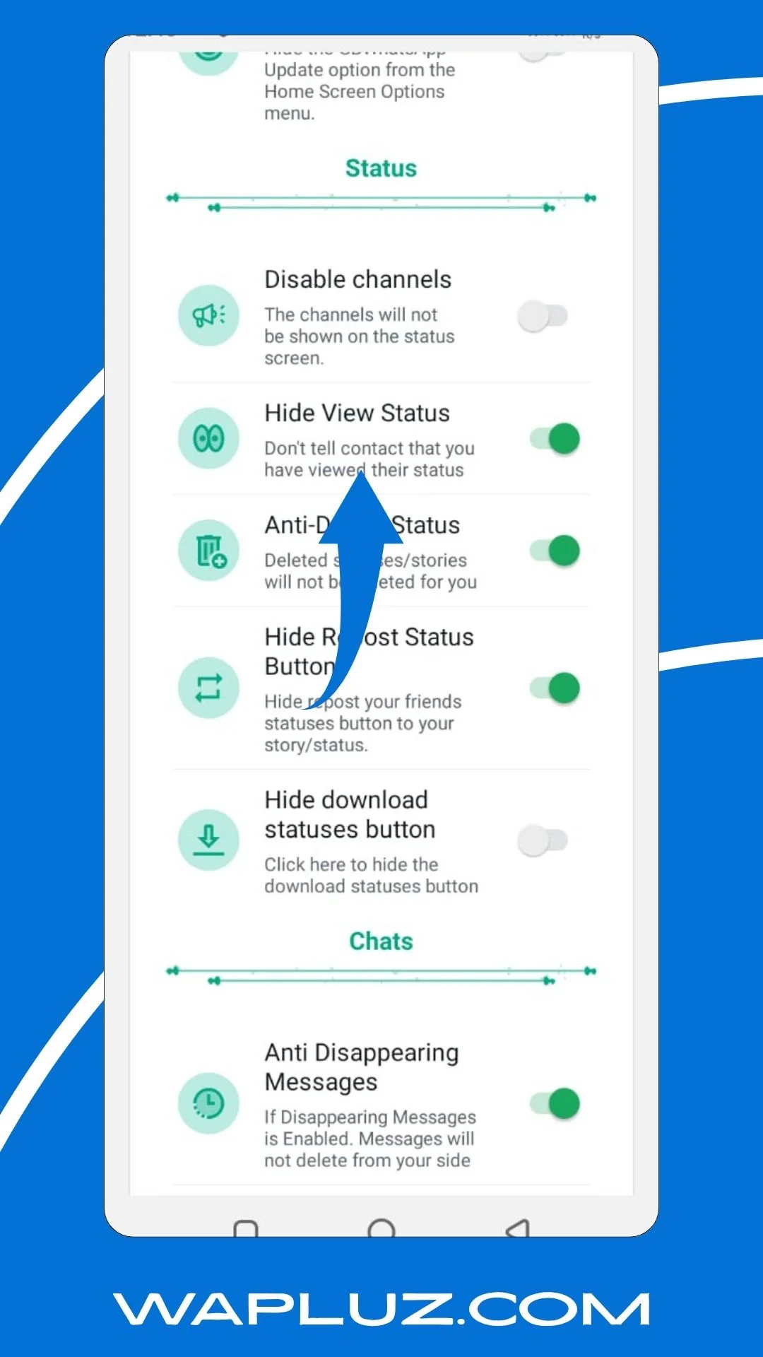 WhatsApp Plus Ver Estados en Privado Captura de pantalla